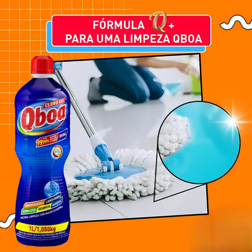 2 Unid. Cloro Em Gel Qboa 1 Litro Original Limpeza Pesada