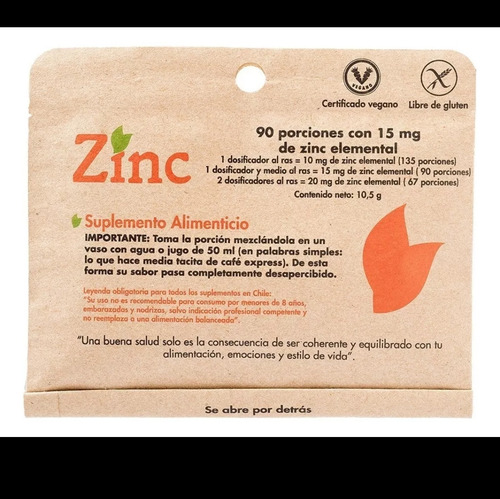 Zinc Ayuda Al Sistema Inmunitario 10,5g