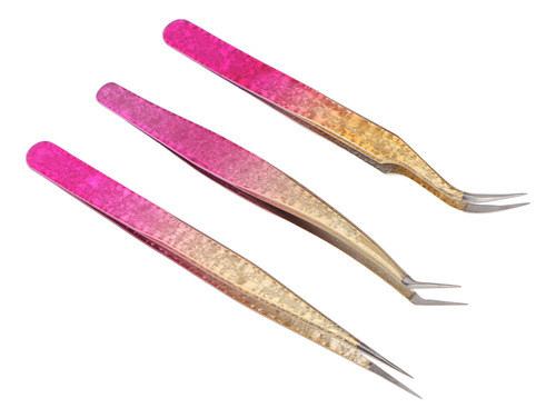 Pinça De Unhas Retas, 3 Peças, Pinça Artística, Curva De Aço