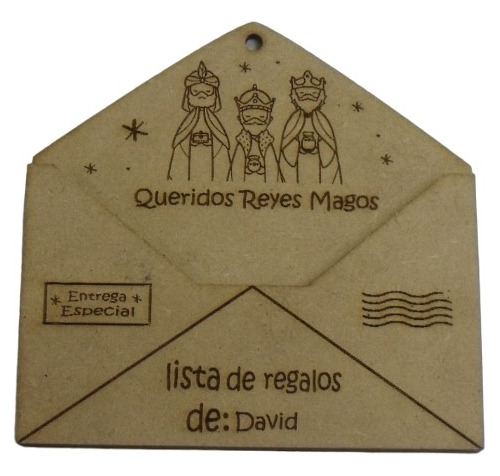 Carta Sobre Mdf Reyes Magos 2 Pzas Con Nombre