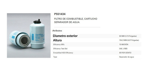 P551434 Filtro Separador Diesel / Fs19977 Bf7954-d P 551434