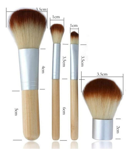 Sjx Set 4 Brochas Maquillaje BambĂș Pincel Sombras Rostro
