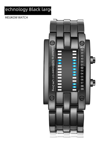 Reloj Negro Pequeño Luz Azul Coreano Led Iron Man