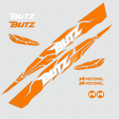 Calcos Motomel Blitz 110 V8 Kit 1 Naranja Fluo Y Blanco