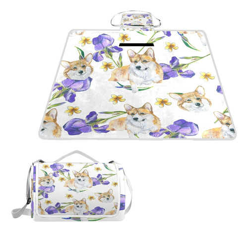 Naanle Vintage Animal Perro Flor Manta Picnic Aire Ultima