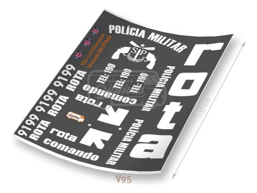 V95 Decal Miniatura Veraneio Pm Sp Rota Diverplast