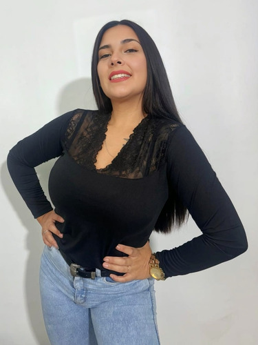 Blusa Encaje Modal Viscosa Elastizada Dama