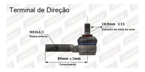 Terminal Direção Fusca Brasilia 1.5 1.6 Esquerdo N127