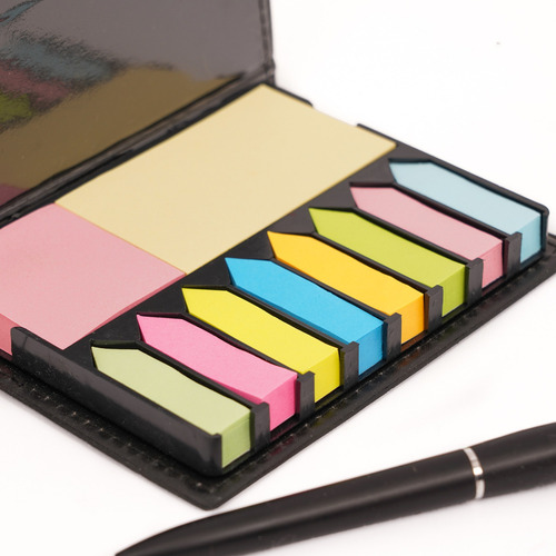 200 Estuches Con Notas Y Banderas Adhesivas Incluye Pluma Color Negro