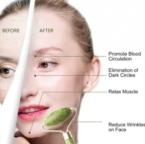 Imagen 5 de 7 de Rodillo De Jade Para Masaje Facial Antiedad Rostro