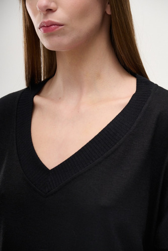 Sweater Greta Escote V Liso Suelto Versatil Mujer Sweet