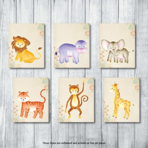 Safari Nursery Decor Jungle Baby Animals Prints For Nursery 