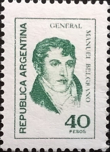 Argentina, Sello Gj 1752 A Belgrano 40p Mate Mint L11362