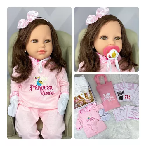 Boneca Bebê Reborn Verdade Barata 53cm Princesa + Bolsa