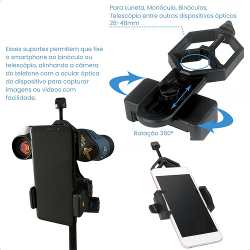 Binóculo Profissional Com Zoom Fixo 60x60 Diurno E Noturno Até 10 Km Com Suporte Para Celular
