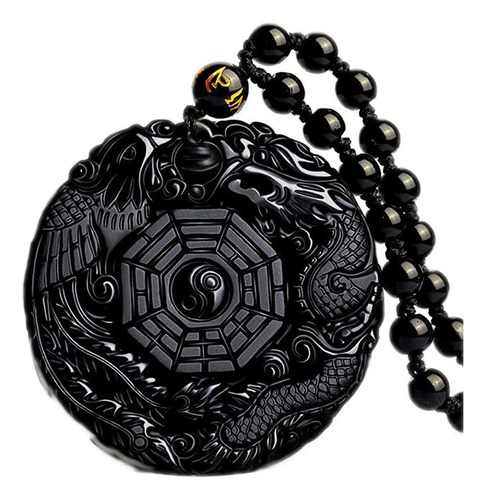 Collar De Obsidiana Negra Curativos Natural Dragón Fénix
