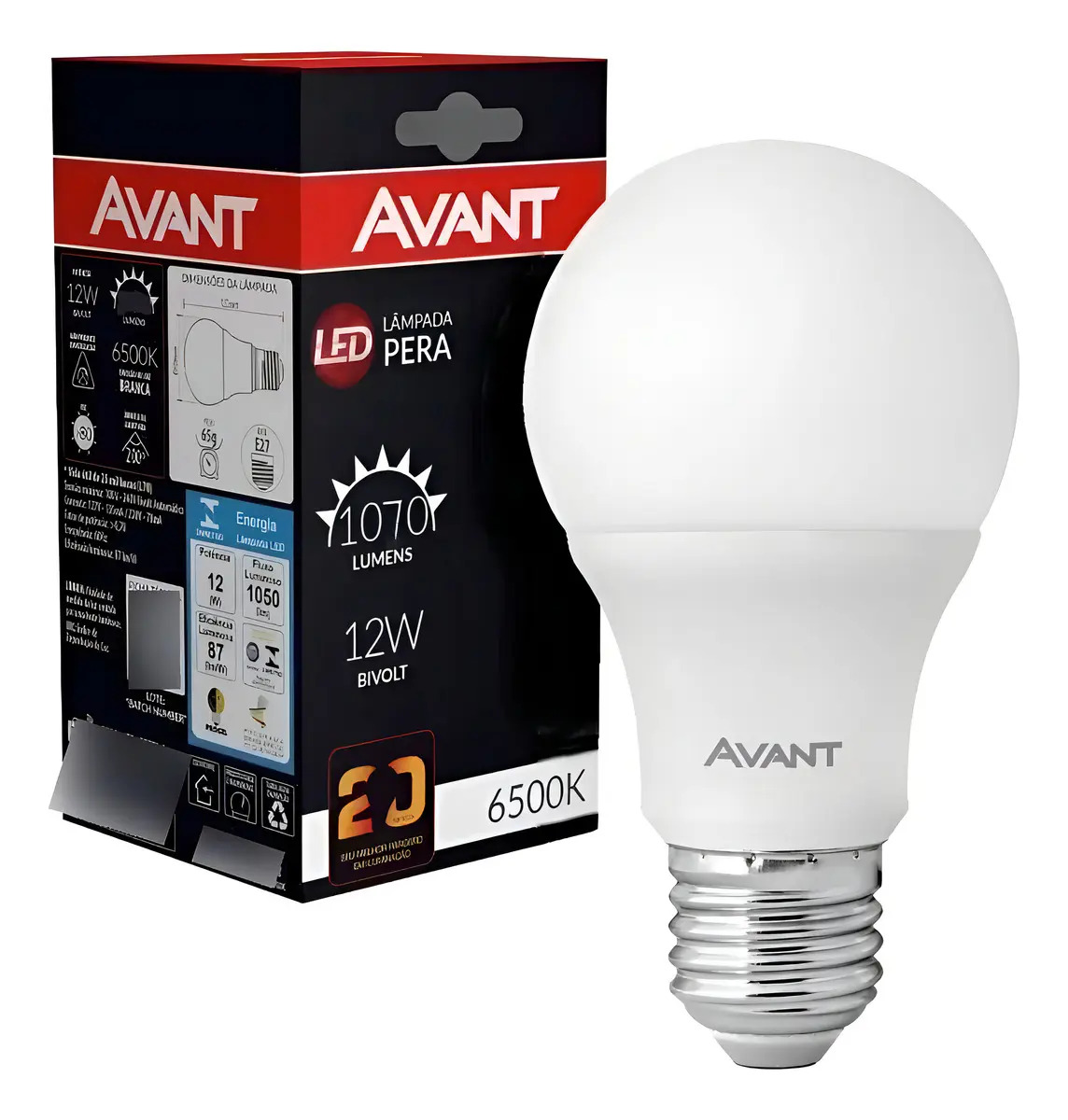 Lâmpada Led 12w Bulbo E27 Bivolt Branco 6500k