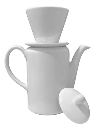 Kit Coador De Café C/ Base E Bule Em Porcelana Premium