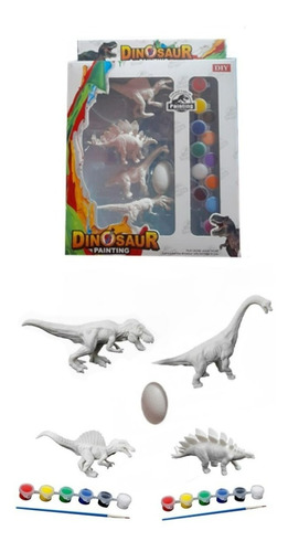 Set Dinosaurios 4 Dinos Y 1 Huevo Para Pintar