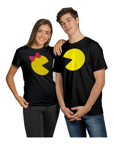 Combo Pareja Playeras Gamer Pacman  Enamorados Love Novios