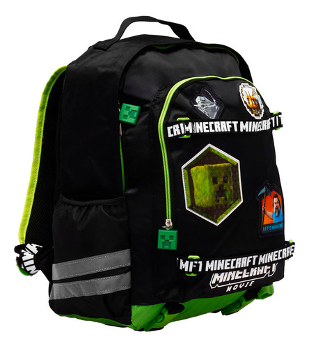 Mochila Primaria Infantil Microsoft Minecraft Pelicula 20 L Negro