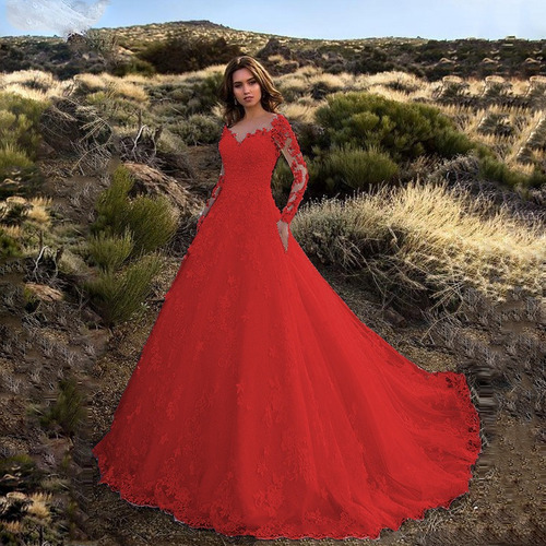 Vestido De Noiva Bordado Princesa Com Renda, Praia, Campo 20