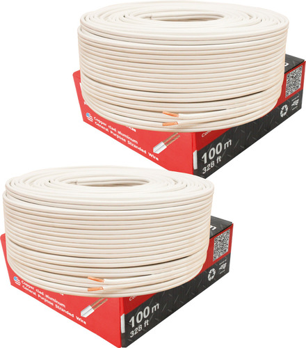 Pack 2x: Cable Pot 2x12 Blanco 90°c Cable Dúplex 2500w