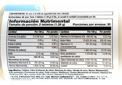 Kal Vitamina B Complex Complejo B12 B6 B1 B2 B3 60 Tabletas