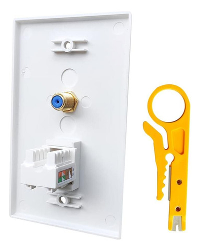 Placa De Pared Coaxial Ethernet Cat6 De 90 Grados Boplat Pun