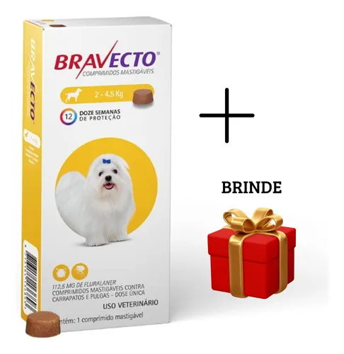comprar Antipulgas E Carrapatos Bravecto 2 A 4,5 Kg Msd + Brinde