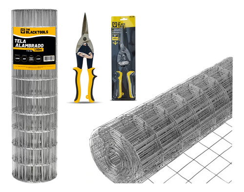 Tela Soldada Cerca Malha 5x10cm Rl 25x1,50m Com Tesoura