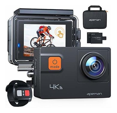 Apeman 4k 60fps Cámara De Acción A87, Pantalla Táctil 20mp