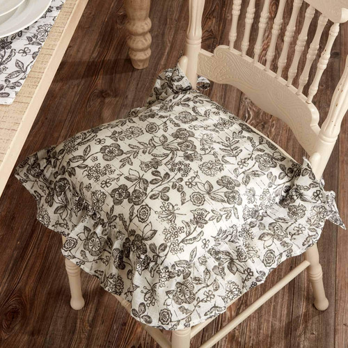 Almohadilla Para Silla Floral Volante 15 X 16  Color Gris