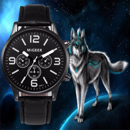 Relógio Masculino Migeer Pulseira De Couro, Em Promoção!