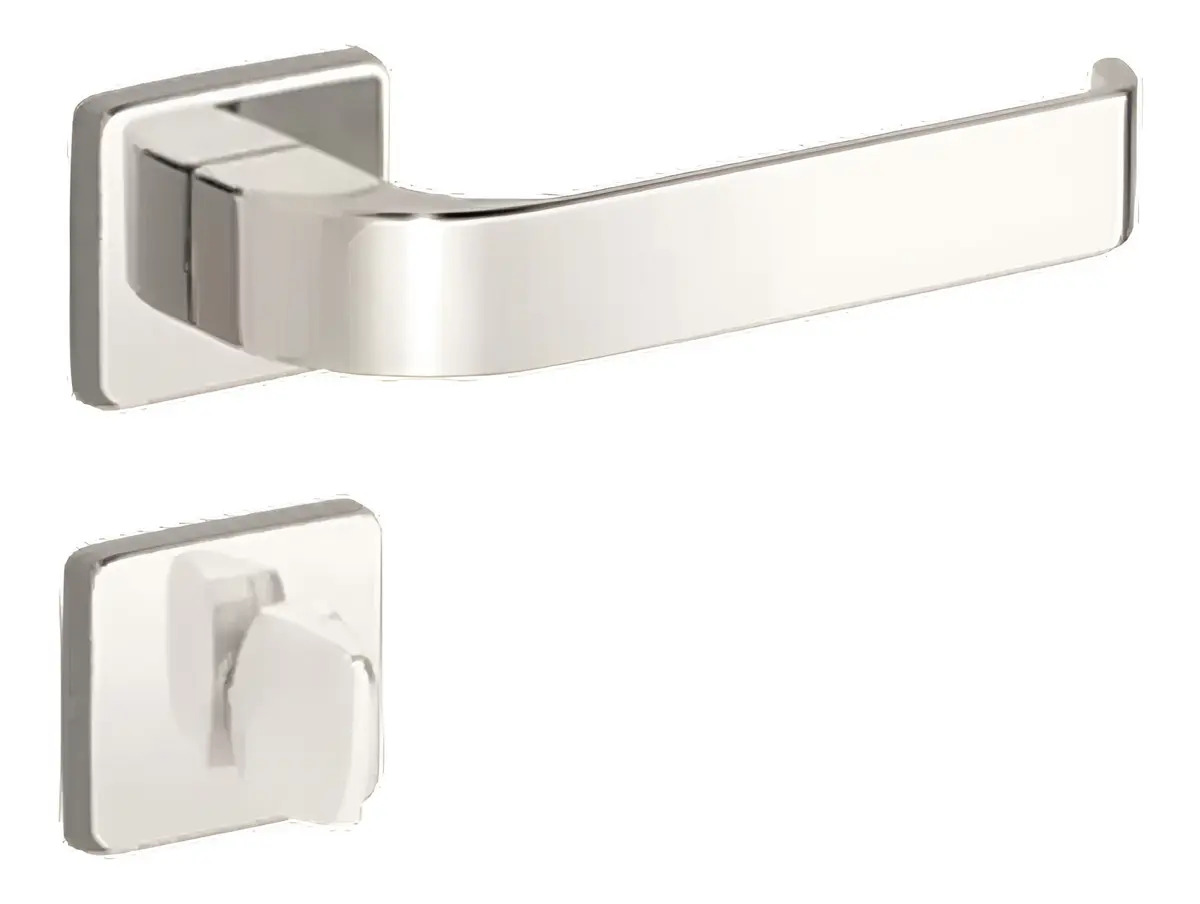 Fechadura Imab Odin Cromada Roseta Quadrada Banheiro Porta Madeira 40mm