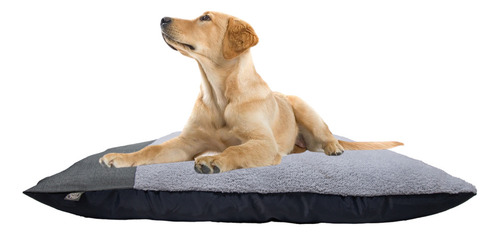 Cama Para Perro Grande Colchoneta Felpa Suave Happytails. Color Gris Diseño Almohadón Gray