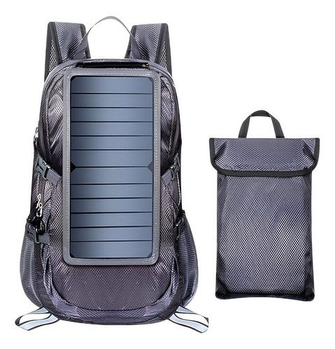 Mochila Solar Pv Light 30l Impermeável Placa Solar 6.5w Cor Cinza-escuro Desenho Do Tecido Lisa