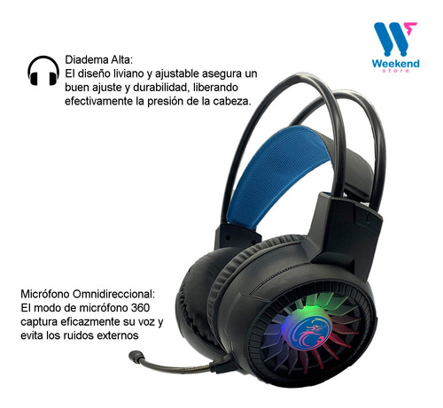 Imagen 2 de 3 de Audifonos Con Micrófono Gamer Apedra Hd-490 Usb Con Luz Rgb