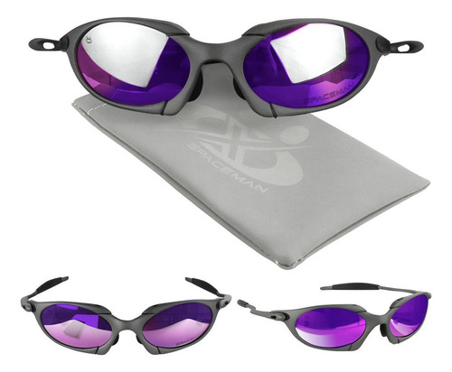 Oculos Sol Masculino Proteção Uv Lupa Cinza Metal + Case