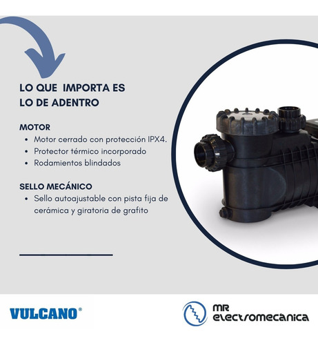 Imagen 6 de 10 de Bomba Pileta Autocebante Bae050 0.5 Hp, 220 V. Vulcano