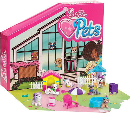 Barbie Pets Dreamhouse Pet Surprise Playset Con 6 Mascotas Color Rosa