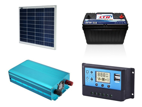 Kit - Panel Solar 50w, Batería Lth 12v115ah, Inversor 600w