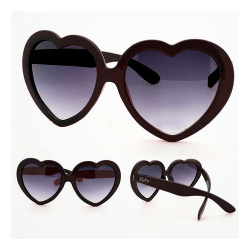 Gafas De Sol Corazón Accesorios De Moda Bebés Niños Lentes Color de la lente Negro