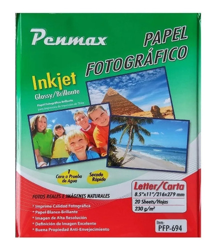 Papel Fotografico Carta Adhesivo Por 20 Hojas