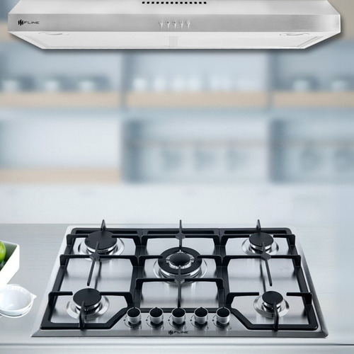 Combo Parrilla De Gas Y Campana Extractora 80 Cm | Lu5ta80 Color Gris