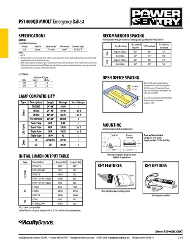 Lithonia Lighting Ps1400qd Mvolt M8 Poder Sentry 1400 L mene