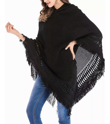 La Imitación De La Cachemira De Punto Chal-poncho Para Mujer