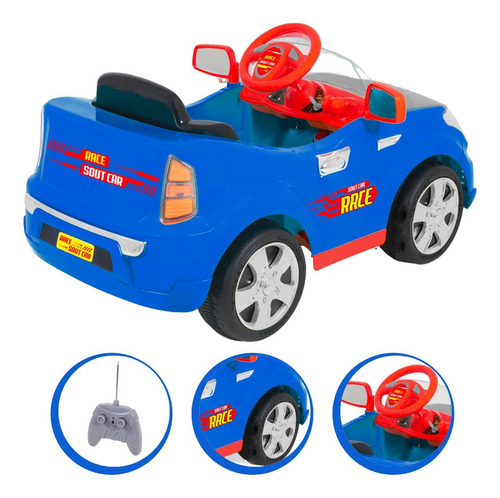 Mini Carro Elétrico Infantil Menino Controle Remoto 655 Cor Azul