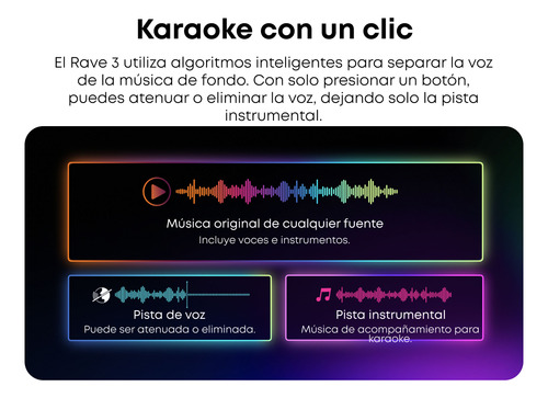 Bocina Bluetooth Soundcore Rave 3S 160 w Con Karaoke 2 Micrófonos Eliminación de Voz Ai Reverb Luces Led y 12h Batería Portátil Para Casa O Jardín Color Negro