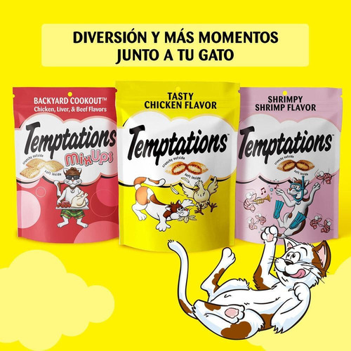 Imagen 8 de 9 de Temptations Snack Para Gatos Pollo, Hígado Y Carne 85 G X3 U